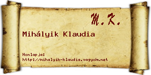 Mihályik Klaudia névjegykártya